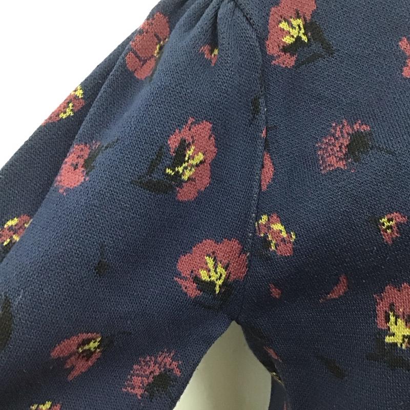 ザラ ZARA カーディガン 長袖 長袖カーディガン 長袖カットソー ノーカラージャケット 前開カーディガン L プリント 紺 / ネイビー / レディース USED 古着 中古 10124344