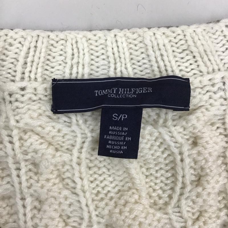 トミーヒルフィガー TOMMY HILFIGER ニット、セーター 長袖 長袖ニットカットソー セーター クルーネックニット ミリタリー S 白 / ホワイト / X カーキ / カーキ / メンズ USED 古着 中古 10111032