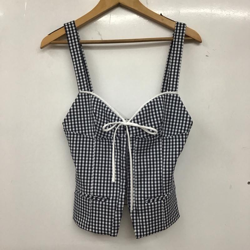 ザラ ZARA キャミソール キャミソール ビスチェ S チェック 白 / ホワイト / X 紺 / ネイビー / レディース USED 古着 中古 10136871