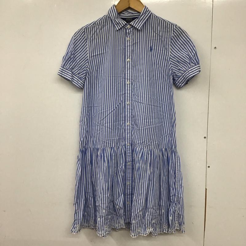 ポロラルフローレン POLO RALPH LAUREN ワンピース ミニスカート ストライプ 白 / ホワイト / X 水色 / ライトブルー /  レディース USED 古着 中古 10131971