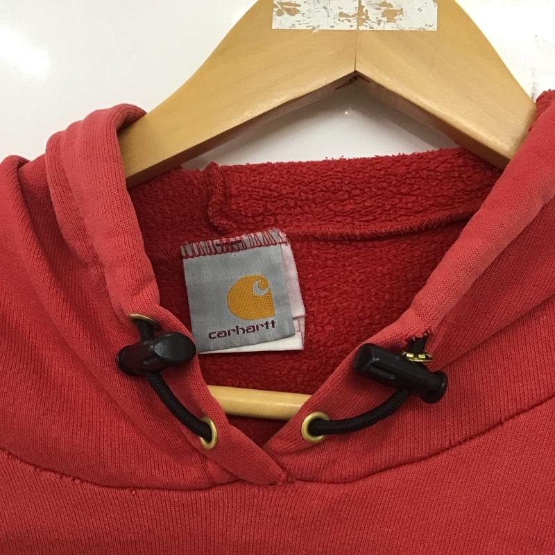 カーハート Carhartt パーカー 長袖 裏起毛 プルオーバー ロゴ、文字 赤 / レッド / メンズ USED 古着 中古 10133760