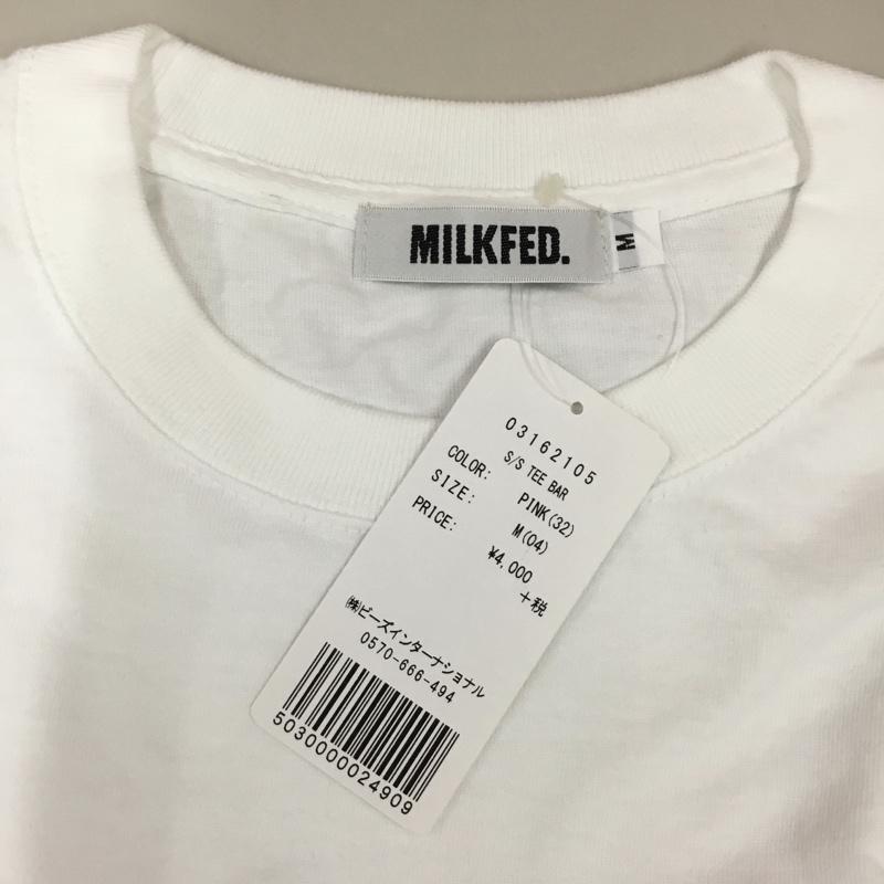 ミルクフェド MILKFED. Tシャツ 半袖 半袖カットソー プリントTシャツ クルーネックカットソー M ロゴ、文字 白 / ホワイト / レディース USED 古着 中古 10112249