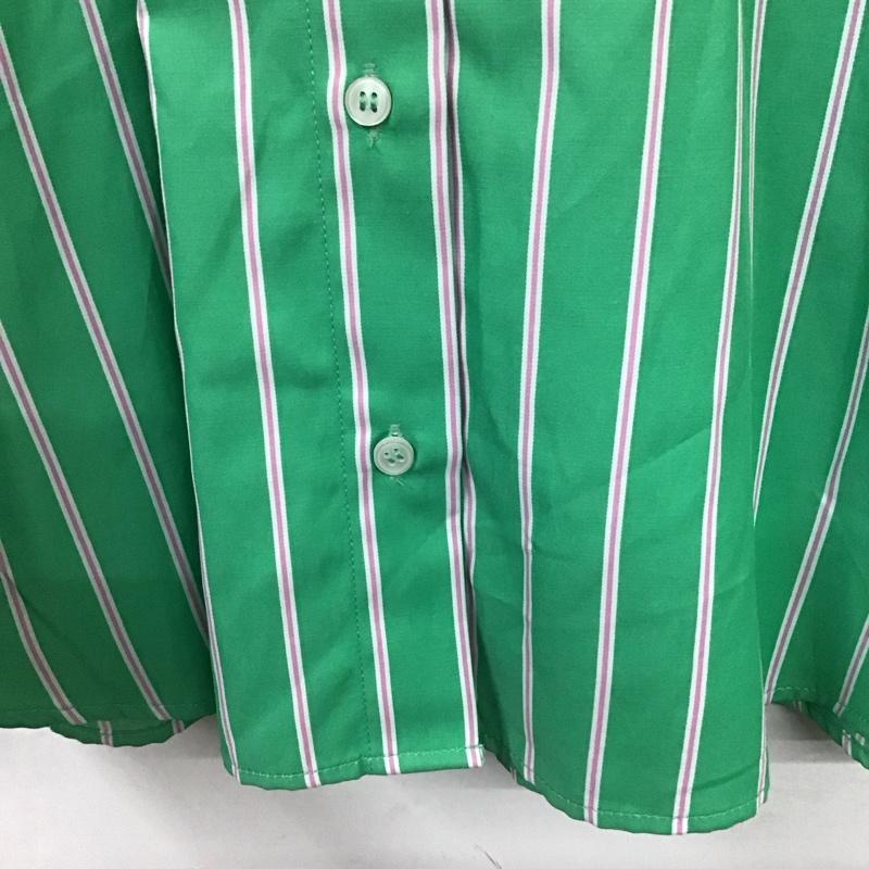 ザラ ZARA シャツ、ブラウス 長袖 3666 165 131 オーバーサイズ XS ストライプ 緑 / グリーン / X 白 / ホワイト / X 桃 / ピンク / レディース USED 古着 中古 10131306