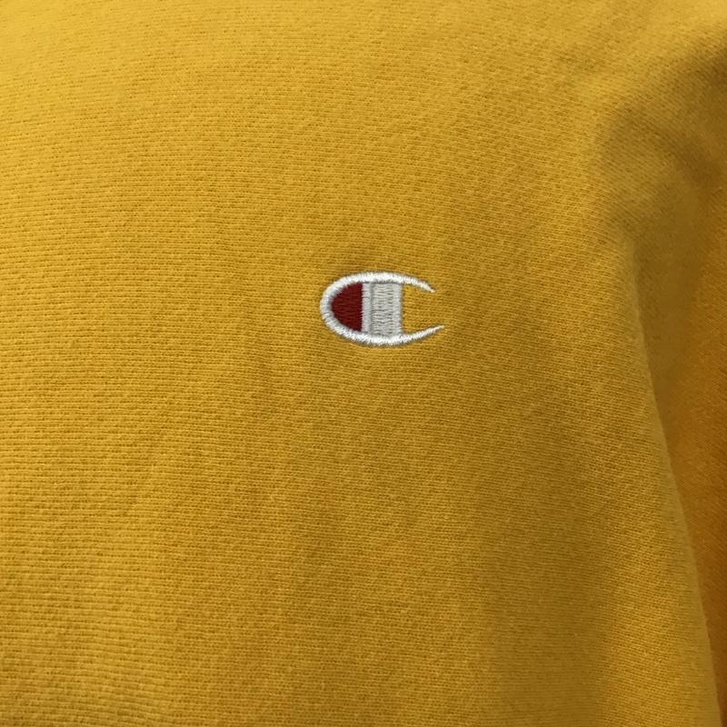 チャンピオン Champion トレーナー 長袖 長袖トレーナー スウェット クルーネック リブスウェットカットソー XL ロゴ、文字 黄 / イエロー /  メンズ USED 古着 中古 10119022