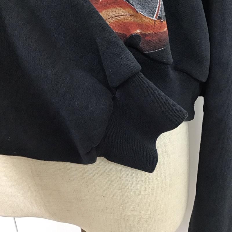 古着 USED トレーナー 長袖 長袖トレーナー スウェット クルーネック リブスウェットカットソー ショート丈 プリント 黒 / ブラック / レディース USED 古着 中古 10117306