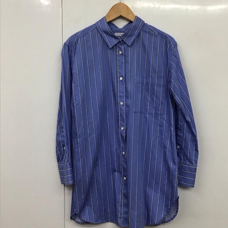 ワンオブマイン 1_OF MINE シャツ、ブラウス 長袖 3611-105-1647 スリットロングシャツ FREE ストライプ 水色 / ライトブルー / レディース USED 古着 中古 10131744