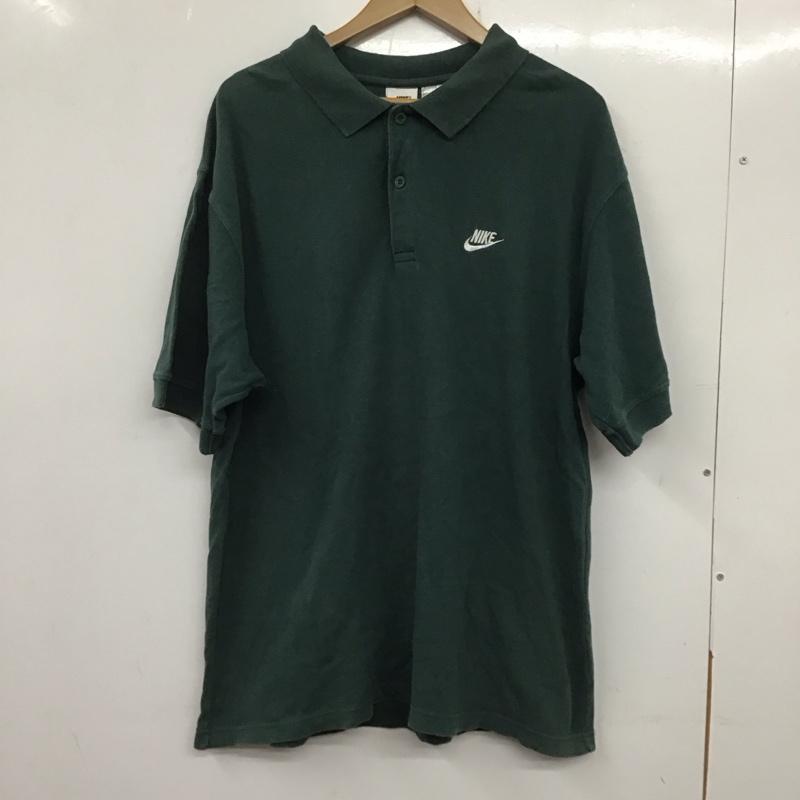 ナイキ NIKE ポロシャツ 半袖 L ロゴ、文字 緑 / グリーン / メンズ USED 古着 中古 10138192