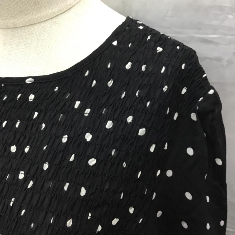 ザラ ZARA カットソー 長袖 長袖カットソー クルーネックカットソー ロングスリーブカットソー シャツカットソー S ドット 黒 / ブラック / レディース USED 古着 中古 10115792