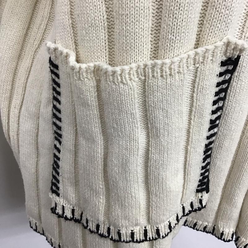 ザラ ZARA ニット、セーター 長袖 長袖ニットカットソー Vネックカットソー リブニット S 無地 白 / ホワイト / レディース USED 古着 中古 10118521