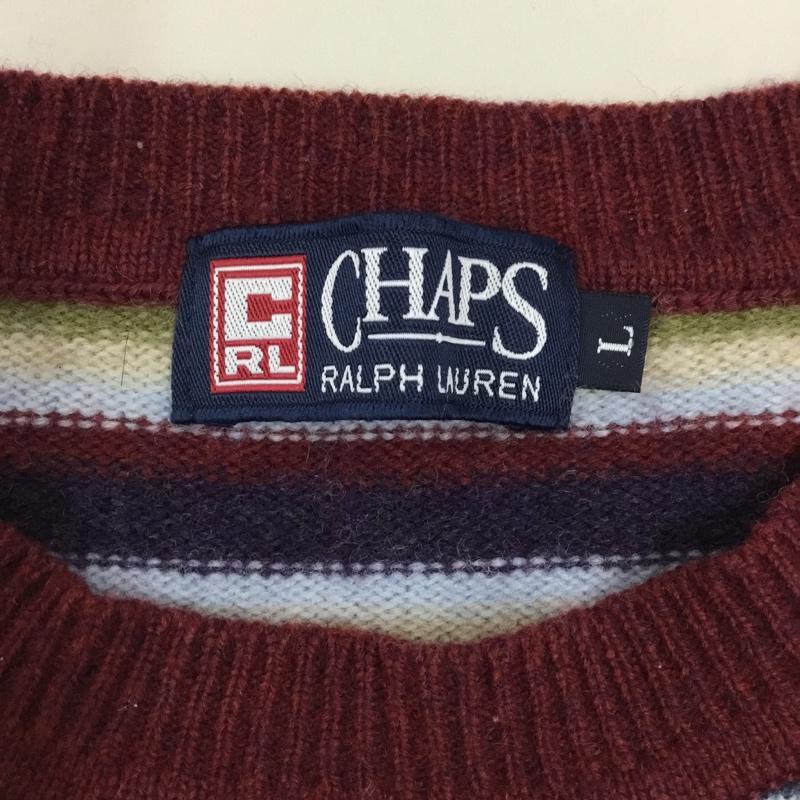 チャップス CHAPS ニット、セーター 長袖 長袖ニットカットソー ニット セーター クルーネックニット L ボーダー柄 マルチカラー / マルチカラー / メンズ USED 古着 中古 10120084