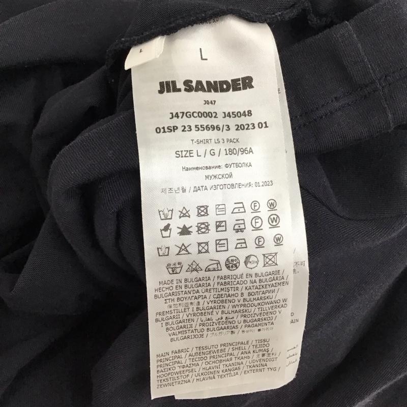 ジルサンダー JIL SANDER Tシャツ 長袖 J47GC0002 クルーネック カットソー ロンT L ロゴ、文字 紺 / ネイビー / メンズ USED 古着 中古 10124963
