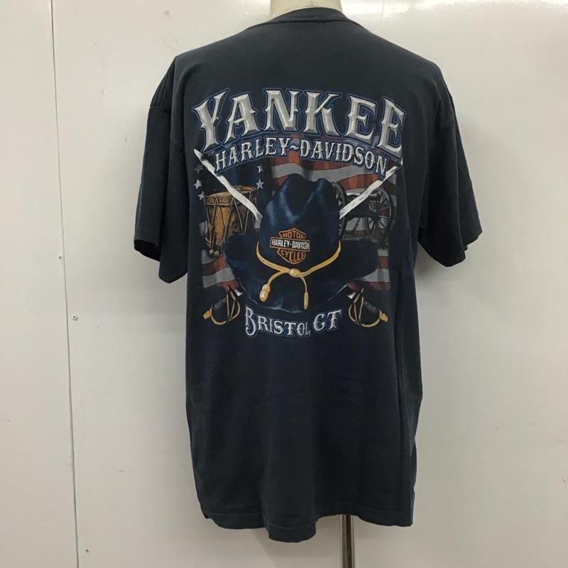 ハーレーダビッドソン Harley-Davidson Tシャツ 半袖 半袖カットソー プリントTシャツ クルーネックカットソー 古着 プリント 紺 / ネイビー /  メンズ USED 古着 中古 10110725