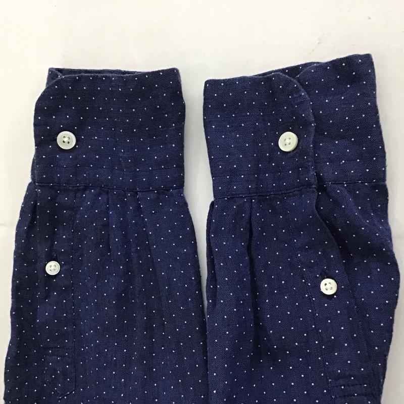 クオドロ quadro シャツ、ブラウス 長袖 長袖シャツ ドットシャツ カラーシャツ ボタンダウン 1 プリント 紺 / ネイビー / メンズ USED 古着 中古 10131778