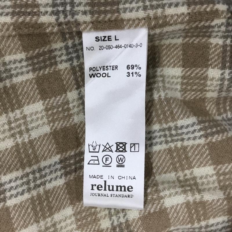 ジャーナルスタンダード レリューム JOURNAL STANDARD relume シャツ、ブラウス 長袖 20-050-464-0140-3-0 バンドカラー ウール混 L チェック ベージュ / ベージュ / メンズ USED 古着 中古 10112906