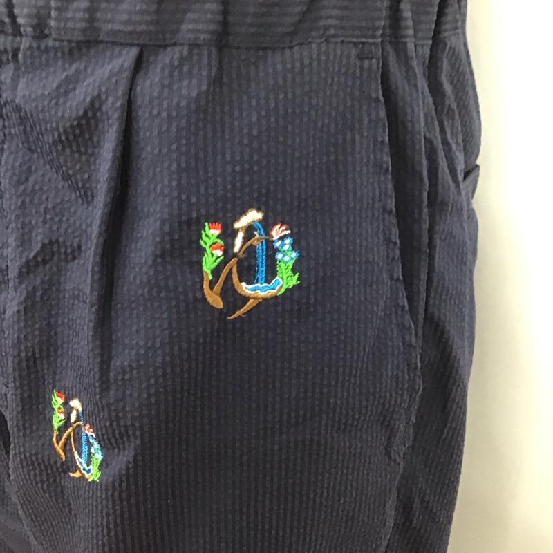 ゴースローキャラバン go slow caravan パンツ スラックス ワイドパンツ カジュアルパンツ ワークパンツ 3 刺繍 紺 / ネイビー /  メンズ USED 古着 中古 10124148