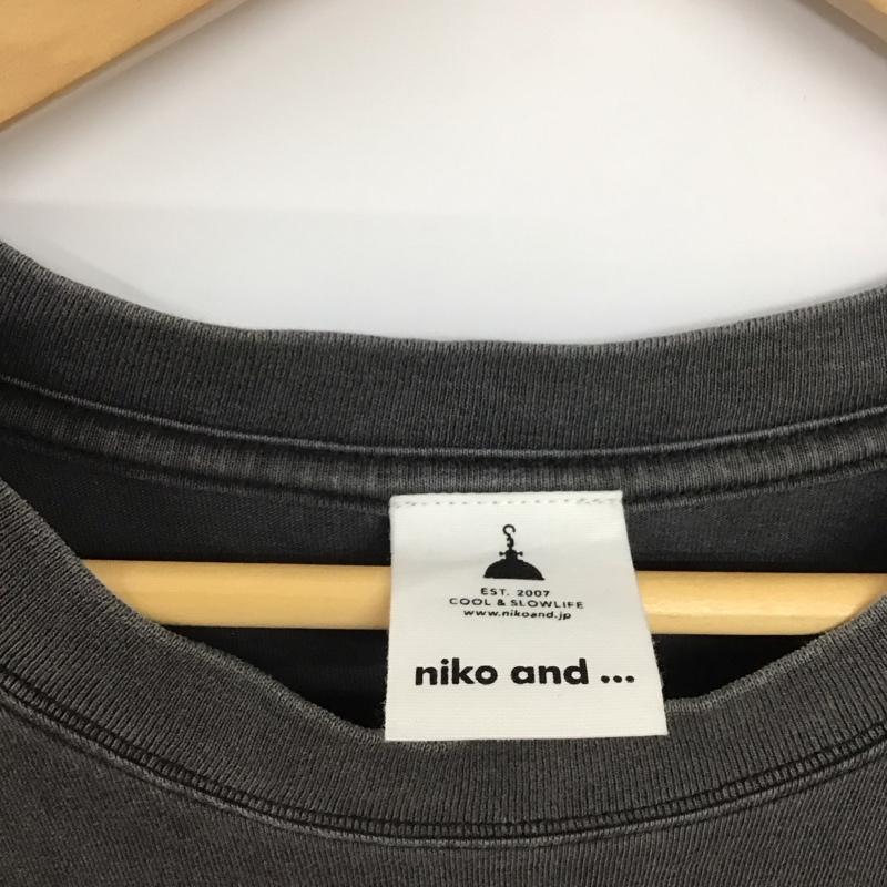 ニコアンド niko and... Tシャツ 半袖 L ロゴ、文字 X プリント チャコールグレー / チャコールグレー / レディース USED 古着 中古 10137175