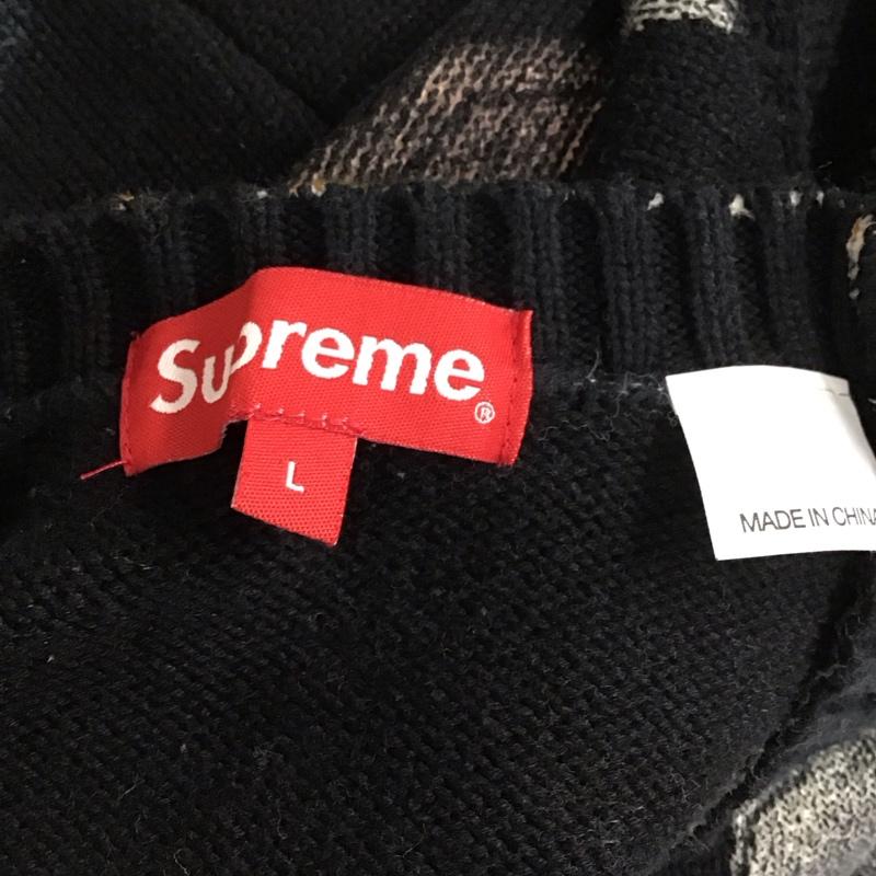 シュプリーム Supreme ニット、セーター 長袖 22SS NateLowmanSweater 長袖ニットカットソー プリントニット L プリント 黒 / ブラック / メンズ USED 古着 中古 10115396