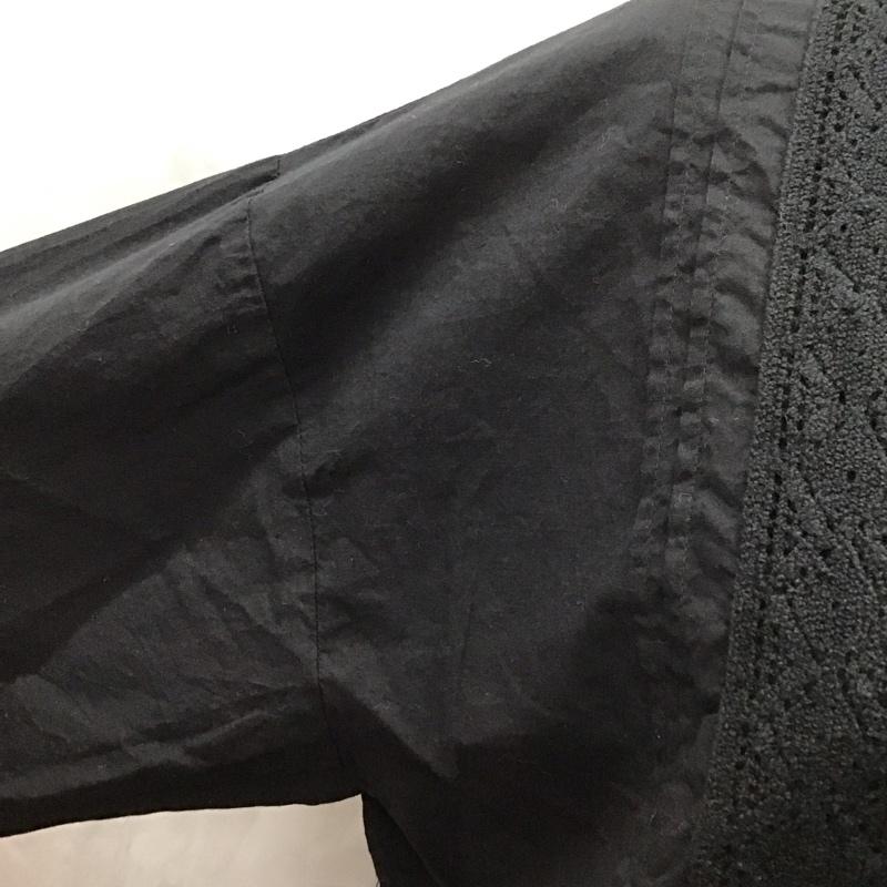 サマンサモスモスブルー Samansa Mos2 blue シャツ、ブラウス 半袖 1709939 レースピンタックブラウス ノーカラー FREE レース柄 黒 / ブラック / レディース USED 古着 中古 10112408