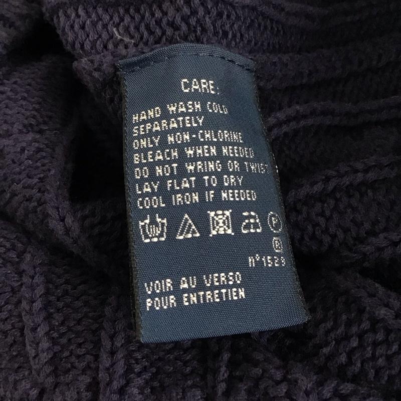 ラルフローレン RALPHLAUREN ニット、セーター 長袖 ケーブル編み コットン クルーネック L ワンポイント 紺 / ネイビー / レディース USED 古着 中古 10138500