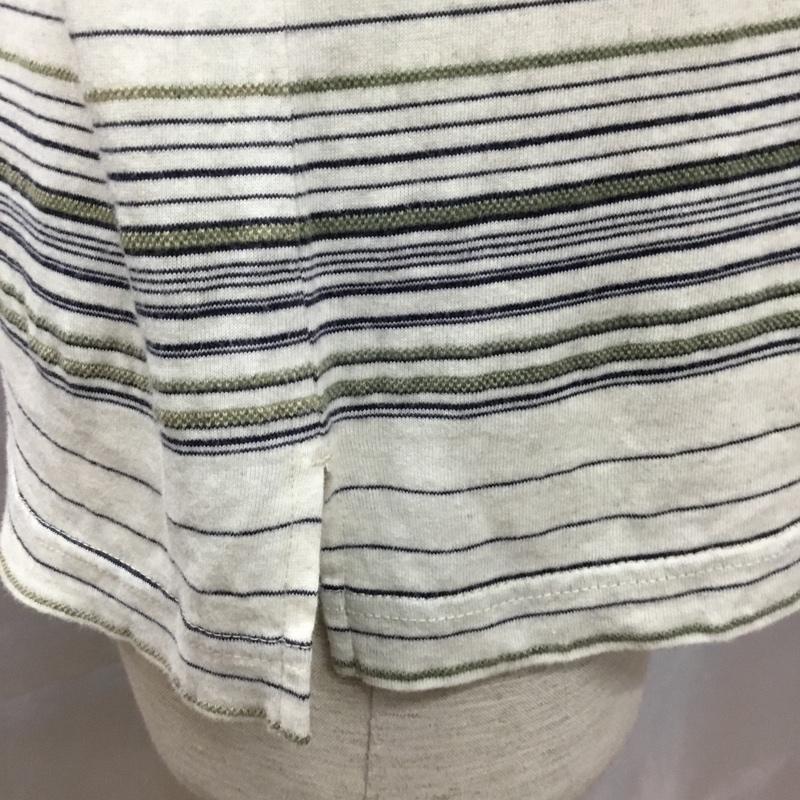チャップス CHAPS カットソー 半袖 1625-3030 ハーフジップ 襟付き ポロシャツ ボーダー M ワンポイント 紺 / ネイビー / X カーキ / カーキ / X アイボリー / アイボリー / メンズ USED 古着 中古 10115533