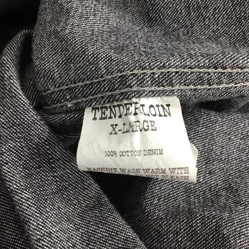 テンダーロイン TENDERLOIN シャツ、ブラウス 長袖 長袖シャツ デニムシャツ ノーカラーシャツ 5号 無地 黒 / ブラック / メンズ USED 古着 中古 10139777