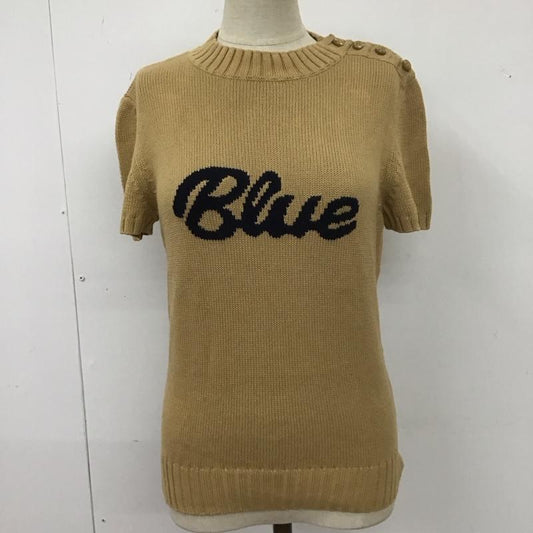 バーバリーブルーレーベル BURBERRY BLUE LABEL ニット、セーター 半袖 半袖ニットカットソー クルーネックカットソー 半袖セーター M プリント 茶 / ブラウン /  レディース USED 古着 中古 10113814