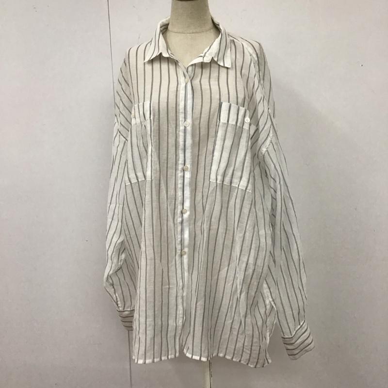 アメリカンホリック AMERICAN HOLIC シャツ、ブラウス 長袖 長袖シャツ カラーシャツ ポケットシャツ 長袖カットソー ストライプシャツ M ストライプ 白 / ホワイト / レディース USED 古着 中古 10117311