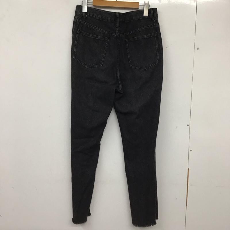 ローリーズファーム LOWRYS FARM パンツ デニム、ジーンズ サイドスリット L 無地 黒 / ブラック / レディース USED 古着 中古 10137186