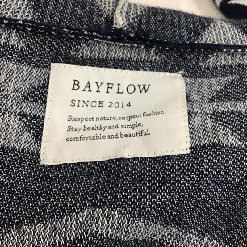ベイフロー BAYFLOW カーディガン 長袖 長袖ニットカーディガン フード付き ノーカラージャケット 前開カーディガン 3 プリント 紺 / ネイビー / メンズ USED 古着 中古 10116638
