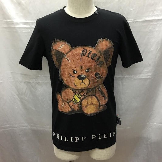 フィリッププレイン PHILIPP PLEIN Tシャツ 半袖 半袖カットソー プリントTシャツ クルーネックカットソー L プリント 黒 / ブラック /  メンズ USED 古着 中古 10109297