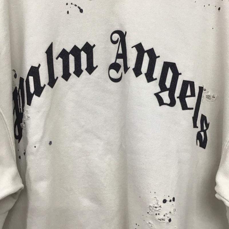 パーム・エンジェルス Palm Angels トレーナー 長袖 22AW GDGLITTEREDLOGO 長袖トレーナー スウェット XL ロゴ、文字 X ダメージ加工 ベージュ / ベージュ / メンズ USED 古着 中古 10138908