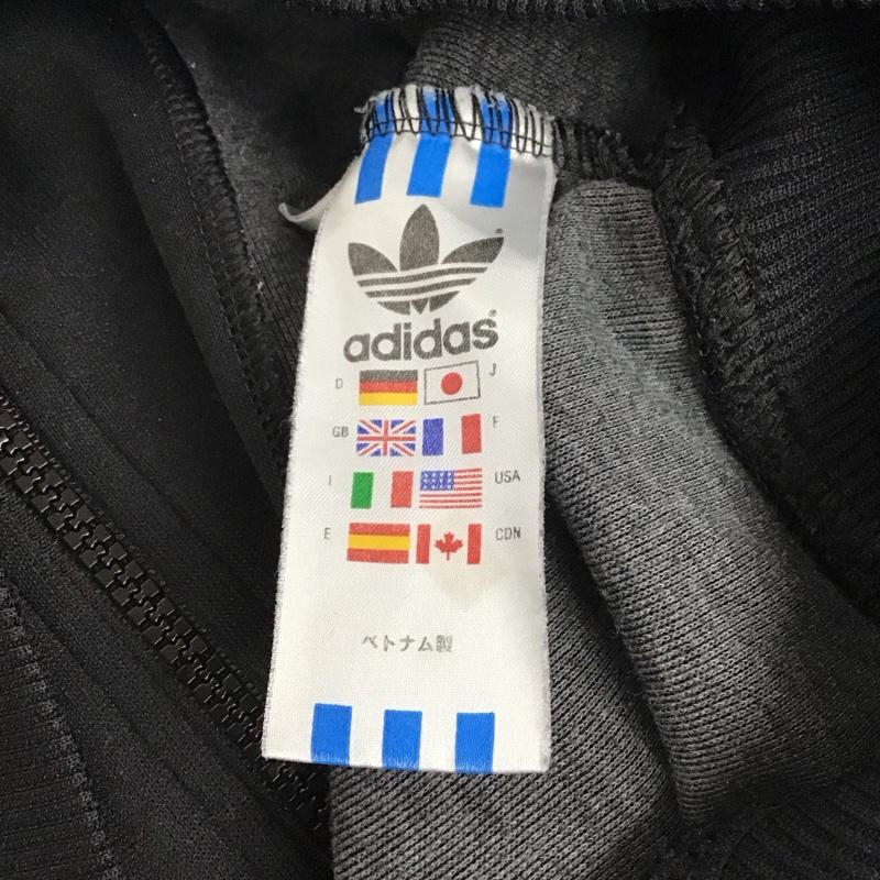 アディダス adidas パーカー 長袖 ジップアップパーカー アウター ジップアップジャケット L ロゴ、文字 白 / ホワイト / X 黒 / ブラック / メンズ USED 古着 中古 10137188