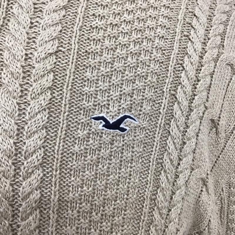 ホリスター Hollister ニット、セーター 長袖 長袖ニットカットソー ニット セーター クルーネックニット L ロゴ、文字 ベージュ / ベージュ / メンズ USED 古着 中古 10119032