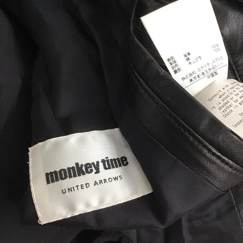 モンキータイム MONKEY TIME ジャケット、上着 ジャケット、ブレザー レザージャケット カジュアルジャケット ライダース ジップアップジャケット ラムレザー S 無地 黒 / ブラック / メンズ USED 古着 中古 10108009