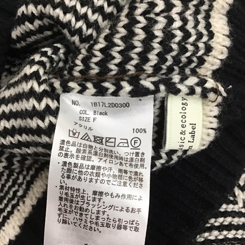 アースミュージックアンドエコロジー earth music&ecology カーディガン 長袖 FREE 白 / ホワイト / X 黒 / ブラック / レディース USED 古着 中古 10124019