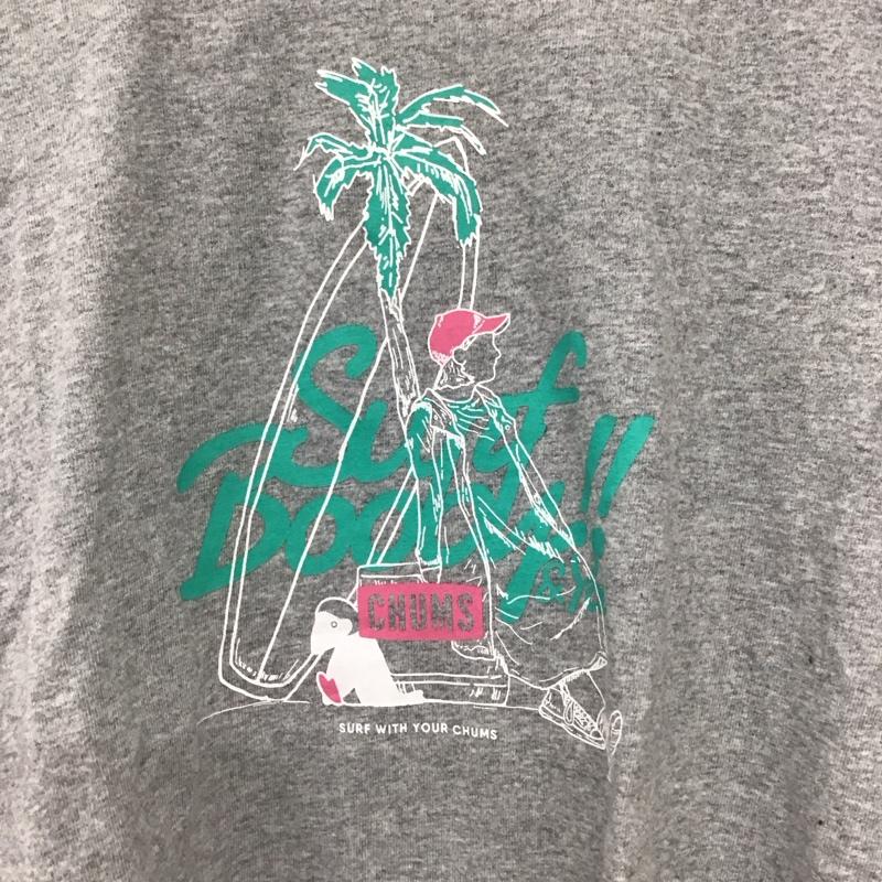 チャムス CHUMS Tシャツ 半袖 L ロゴ、文字 X プリント 灰 / グレー / レディース USED 古着 中古 10137177
