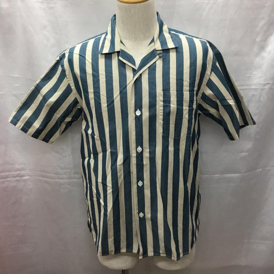 グリーンレーベルリラクシング green label relaxing シャツ、ブラウス 半袖 半袖シャツ カラーシャツ 半袖カットソー ストライプシャツ S ストライプ 青 / ブルー / X ベージュ / ベージュ /  メンズ USED 古着 中古 10108525