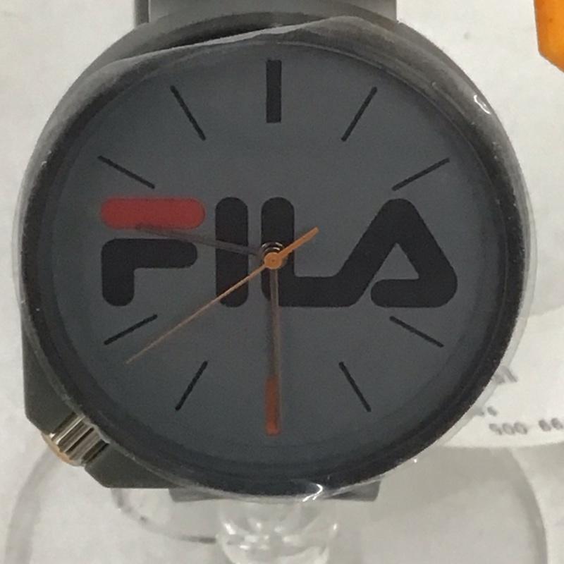 フィラ FILA 腕時計 アナログ(クォーツ式) 38-199 シリコンベルト 箱有 ロゴ、文字 灰 / グレー / レディース USED 古着 中古 10134479