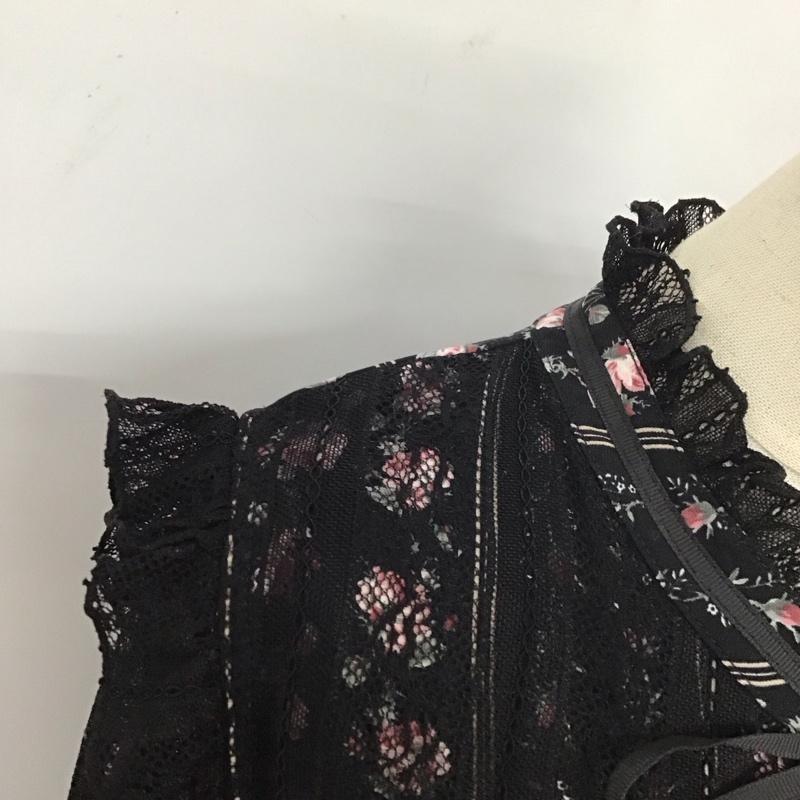 アクシーズファム axes femme ワンピース ひざ丈スカート M 総柄 X 花柄 黒 / ブラック / レディース USED 古着 中古 10124893