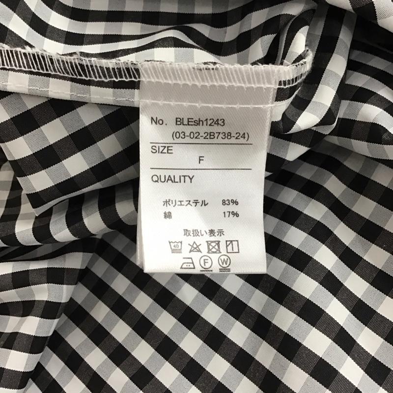 ボンルシール BONLECILL シャツ、ブラウス 半袖 BLEsh1243 丸襟ボリュームスリーブオーバーシャツ FREE チェック 白 / ホワイト / X 黒 / ブラック / レディース USED 古着 中古 10150815
