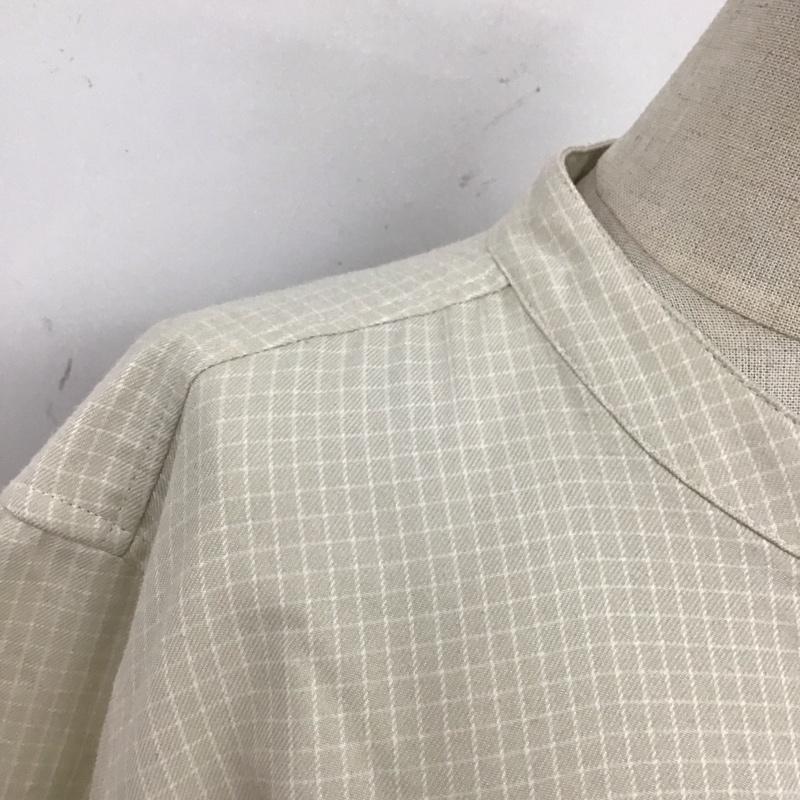 モンベル mont-bell シャツ、ブラウス 長袖 長袖シャツ ノーカラーシャツ ポケットシャツ 長袖カットソー チェックシャツ M チェック ベージュ / ベージュ / レディース USED 古着 中古 10114515