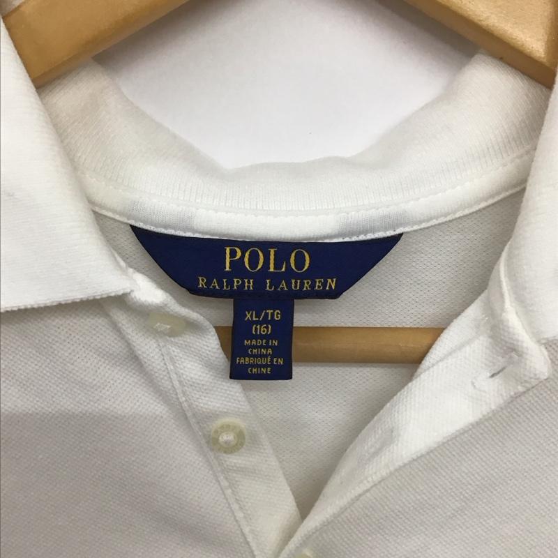 ポロラルフローレン POLO RALPH LAUREN ポロシャツ 半袖 半袖ポロシャツ カラーシャツ 半袖カットソー XL ロゴ、文字 白 / ホワイト / レディース USED 古着 中古 10136117