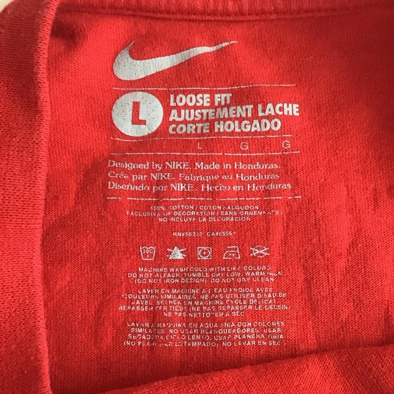 ナイキ NIKE Tシャツ 半袖 半袖カットソー プリントTシャツ クルーネックカットソー スポーツウェア L プリント 赤 / レッド / メンズ USED 古着 中古 10107211
