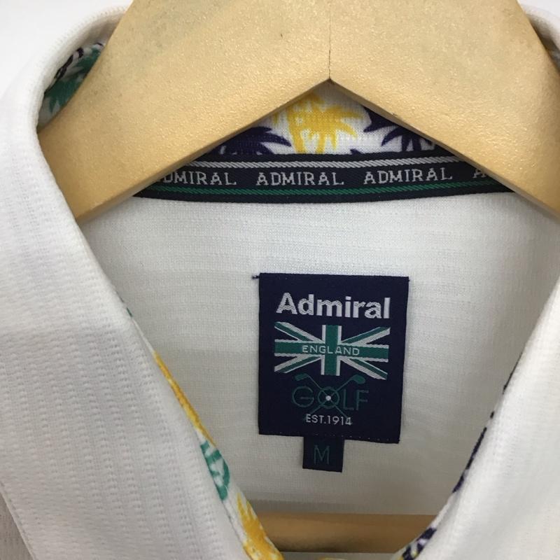 アドミラル Admiral ポロシャツ 半袖 半袖ポロシャツ カラーシャツ 半袖カットソー M ロゴ、文字 白 / ホワイト / メンズ USED 古着 中古 10135513