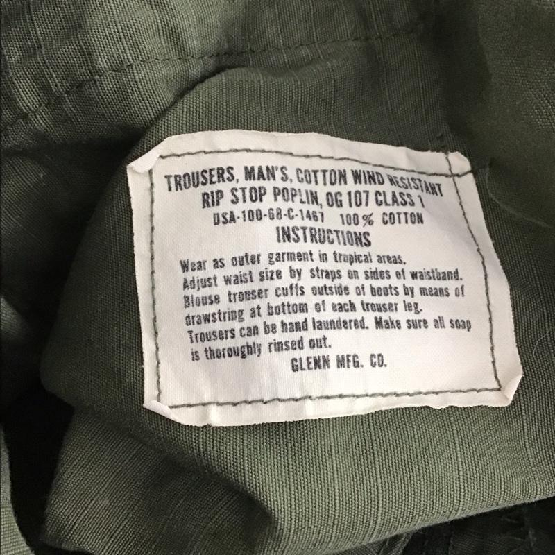 ミリタリー ミリタリー パンツ ワークパンツ、ペインターパンツ ミリタリーパンツ ワイドパンツ 68年 アメリカ軍 フアティーグパンツ 27インチ 無地 カーキ / カーキ / メンズ USED 古着 中古 10132402