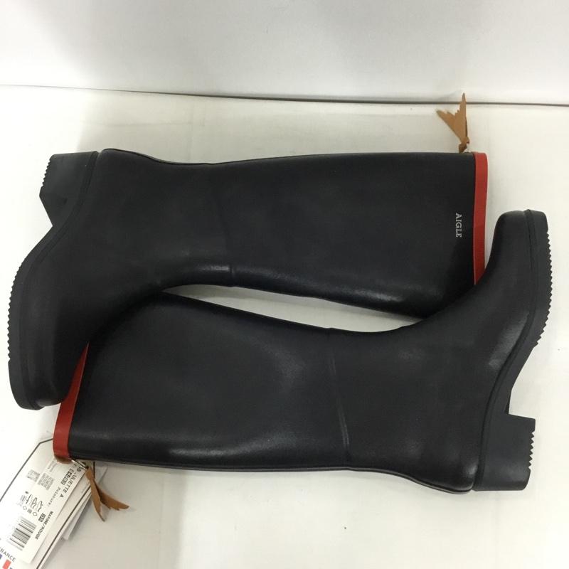 エーグル AIGLE 長靴、レインシューズ 長靴、レインシューズ ZZF8408 ミスジュリエットA ラバーブーツ 35 ロゴ、文字 黒 / ブラック / レディース USED 古着 中古 10135766