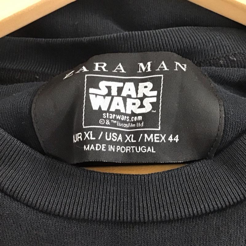 ザラメン ZARA MAN トレーナー 長袖 長袖トレーナー スウェット クルーネック プルオーバー starwars XL ロゴ、文字 黒 / ブラック / メンズ USED 古着 中古 10133507