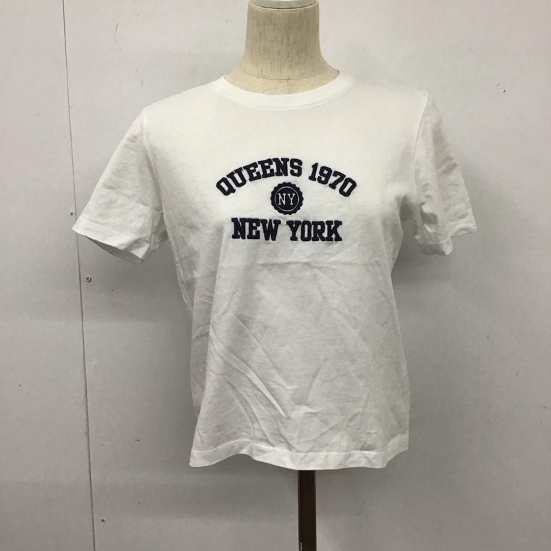 ザラ ZARA Tシャツ 半袖 半袖カットソー プリントTシャツ クルーネックカットソー M ロゴ、文字 白 / ホワイト / レディース USED 古着 中古 10126950
