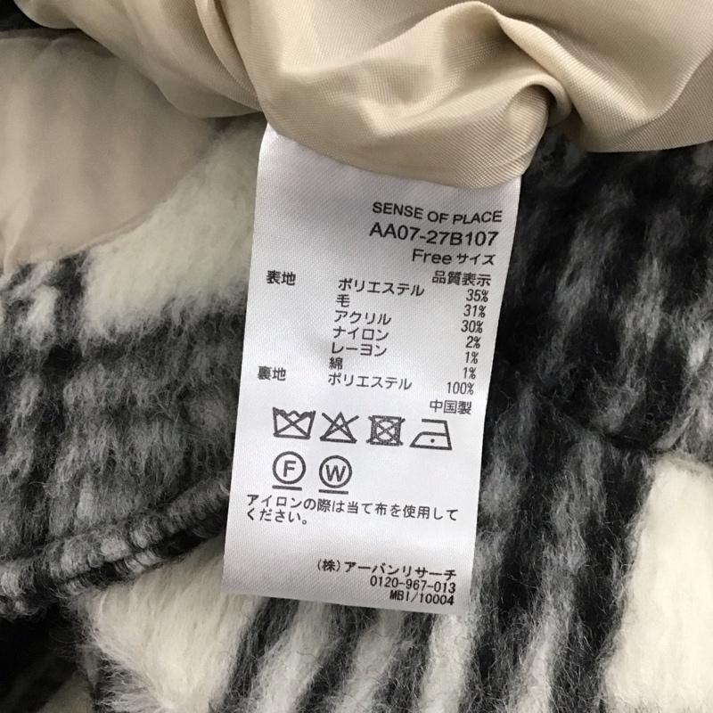 センスオブプレイス SENSEOFPLACE ジャケット、上着 ジャケット、ブレザー 長袖ジャケット アウター 前ボタン カラージャケット FREE プリント 白 / ホワイト / X 黒 / ブラック / レディース USED 古着 中古 10139784