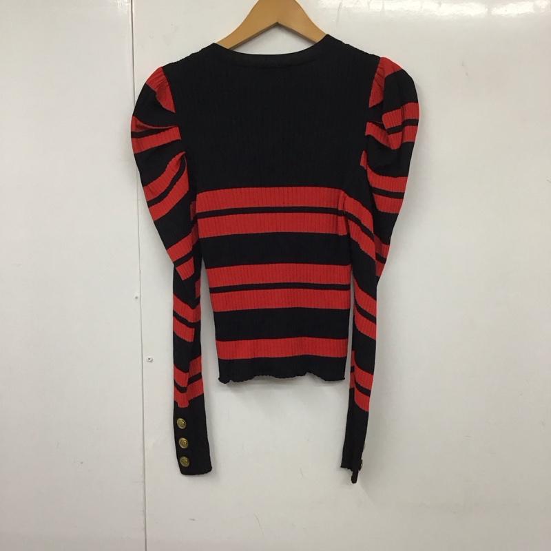 ザラ ZARA カットソー 長袖 L ボーダー柄 黒 / ブラック / X 赤 / レッド / レディース USED 古着 中古 10131620